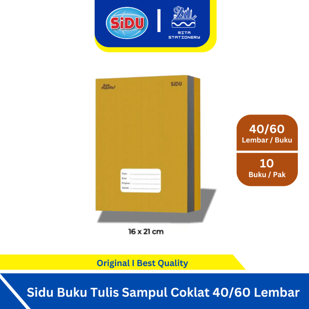 

Sidu Buku Tulis Sekolah Sampul Coklat 40 / 60 lembar - 1 pack isi 10 buku