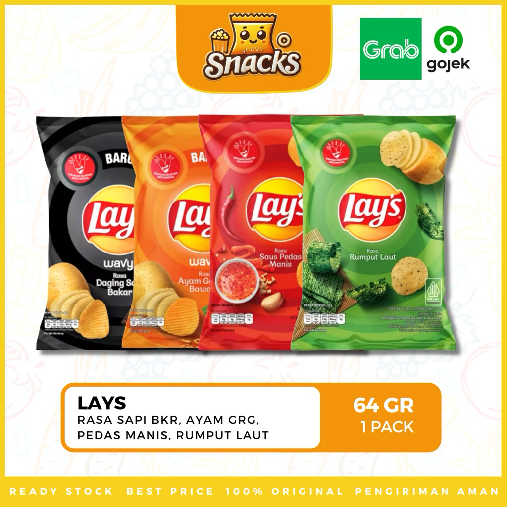 

Lav.Snacks︱Lay's Sapi Bakar / Ayam Goreng Bawang / Saus Pedas Manis 64GR - 1 PACK