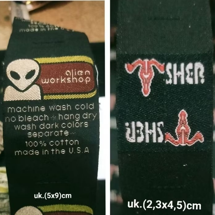 

label merek label (main) tag alien work & sher