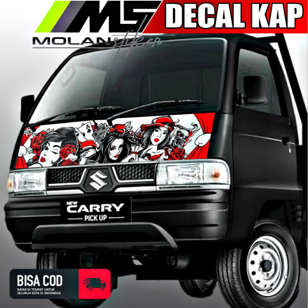 Decal Sticker Striping Variasi Kabin Depan Suzuki Carry Futura & Mitsubishi Colt T120SS Decal Kap/Ka