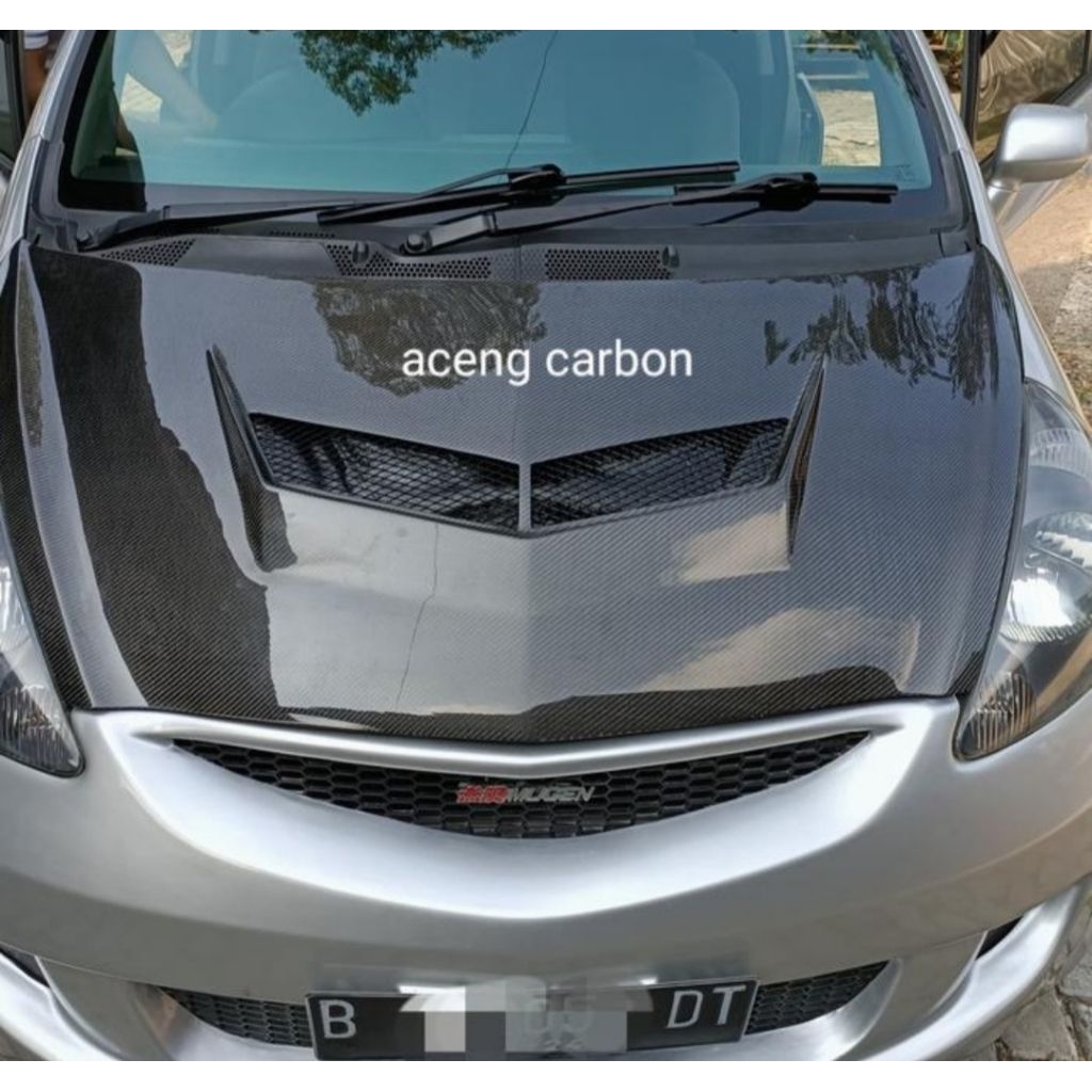 kap mesin Honda jazz gd3 custom carbon kevlar