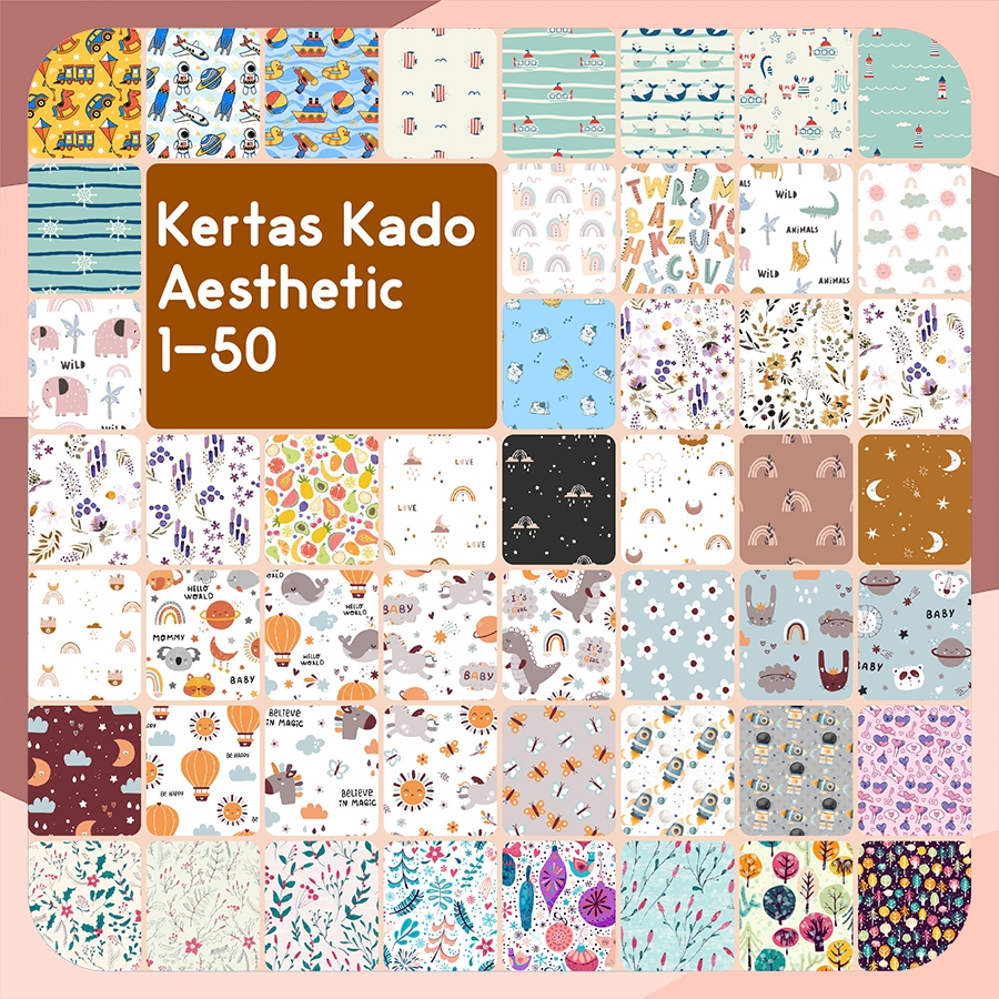 

Ulang Tahun Kertas Kado Aesthetic A3+ Premium Aesthetic Gift Wrap Paper, Series Bungkus Kado