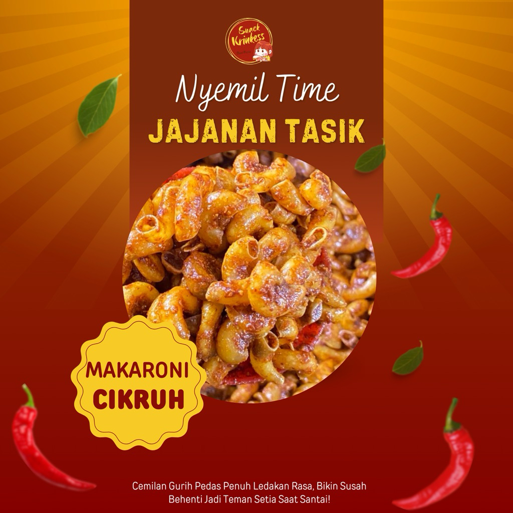 

Makaroni CIKRUH 250 Gram (Tanpa Daun Jeruk) Cemilan Asin Gurih Pedes - Makanan Ringan Bantet Tasikmalaya Snack Food