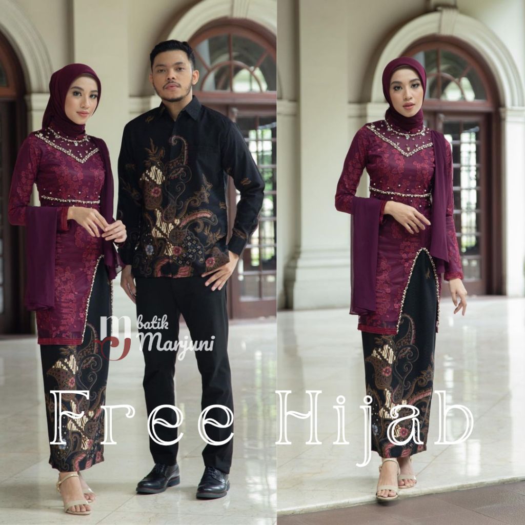 KEBAYA JUMBO Set Couple Hana Maroon - Kebaya tunangan kebaya lamaran kebaya wisuda kebaya modern keb