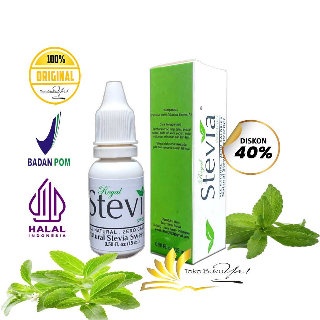 

ROYAL STEVIA SWEETENER 15 ML | PEMANIS ALAMI | GULA CAIR | STEVIA TETES | NOL KALORI