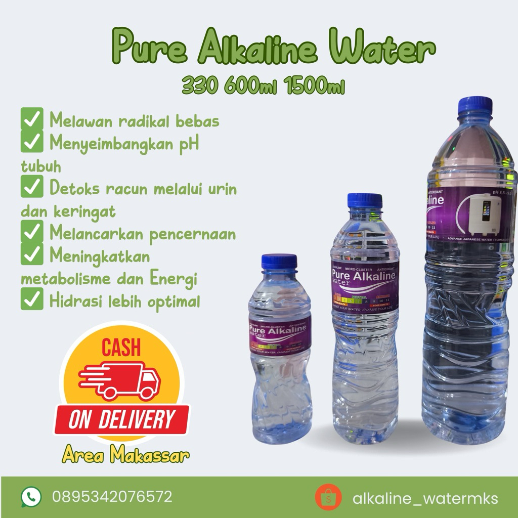

Air Alkaline, pH tinggi 330ml, 600ml, 1500ml
