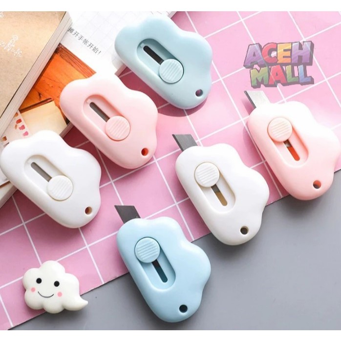

Cutter Mini Lucu Bentuk Kucing, Awan & Dolphin – Pisau Cutter Unboxing Paket / ATK Mini Karakter