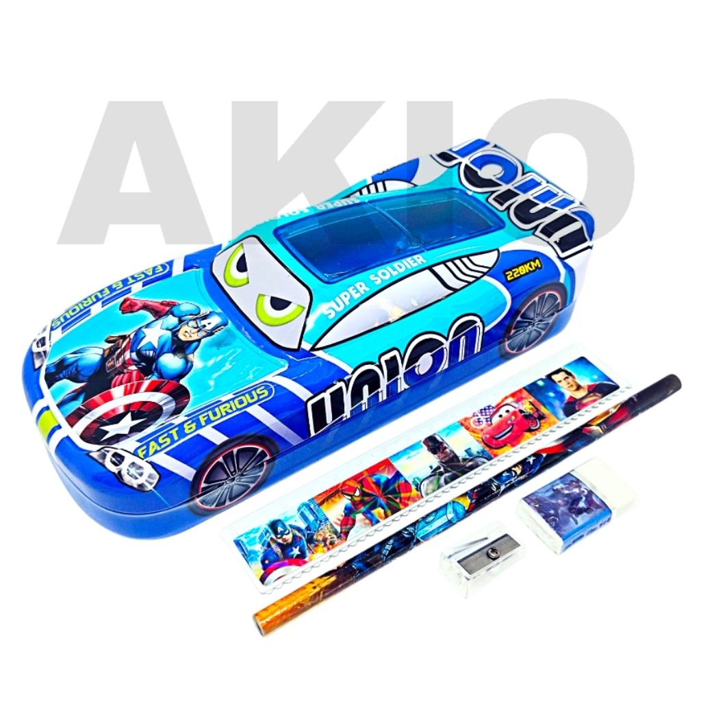 

Tempat Pensil Anak Mobil Besar Set Alat Tulis 2 Tingkat Karakter SUPERHERO AVENGERS CAPTAIN AMERIKA BR Kaleng Besi B-980