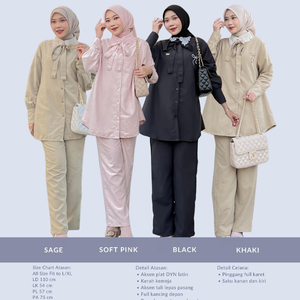 DYN CLOTHINGLINE | NARA SET | SETELAN BASIC DAN CASUAL | ONE SET WANITA