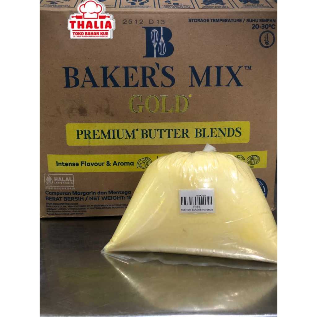 

ANCHOR BAKERSMIX GOLD MIX BUTTER + MARGARIN REPACK 1KG,DENGAN KANDUNGAN BUTTER 50% DAN MENTEGA 50%/AROMA SUSU LEBIH KUAT