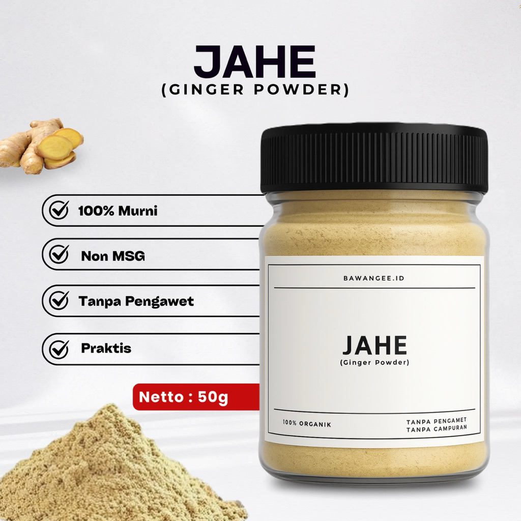 

Jahe Bubuk - Ginger Powder, Bumbu Rempah Asli Organik Murni 50gr