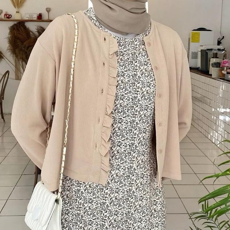 CARDIGAN RUFFLE CROP / CARDIGAN REMPEL KANCING OUTER ATASAN WANITA