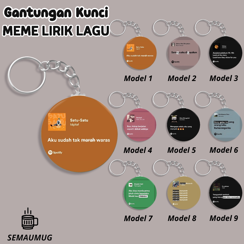 GANTUNGAN KUNCI MEME LIRIK LAGU TIMPA LUCU KADO GANCI BULAT MEME LUCU PRINT CUSTOM SEMAUMUG