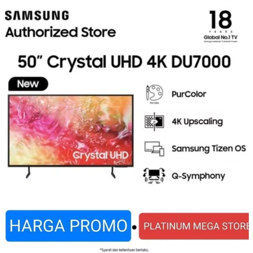 TV SAMSUNG SMART TV 50" Crystal UHD 4K DU7000 4K Smart TV