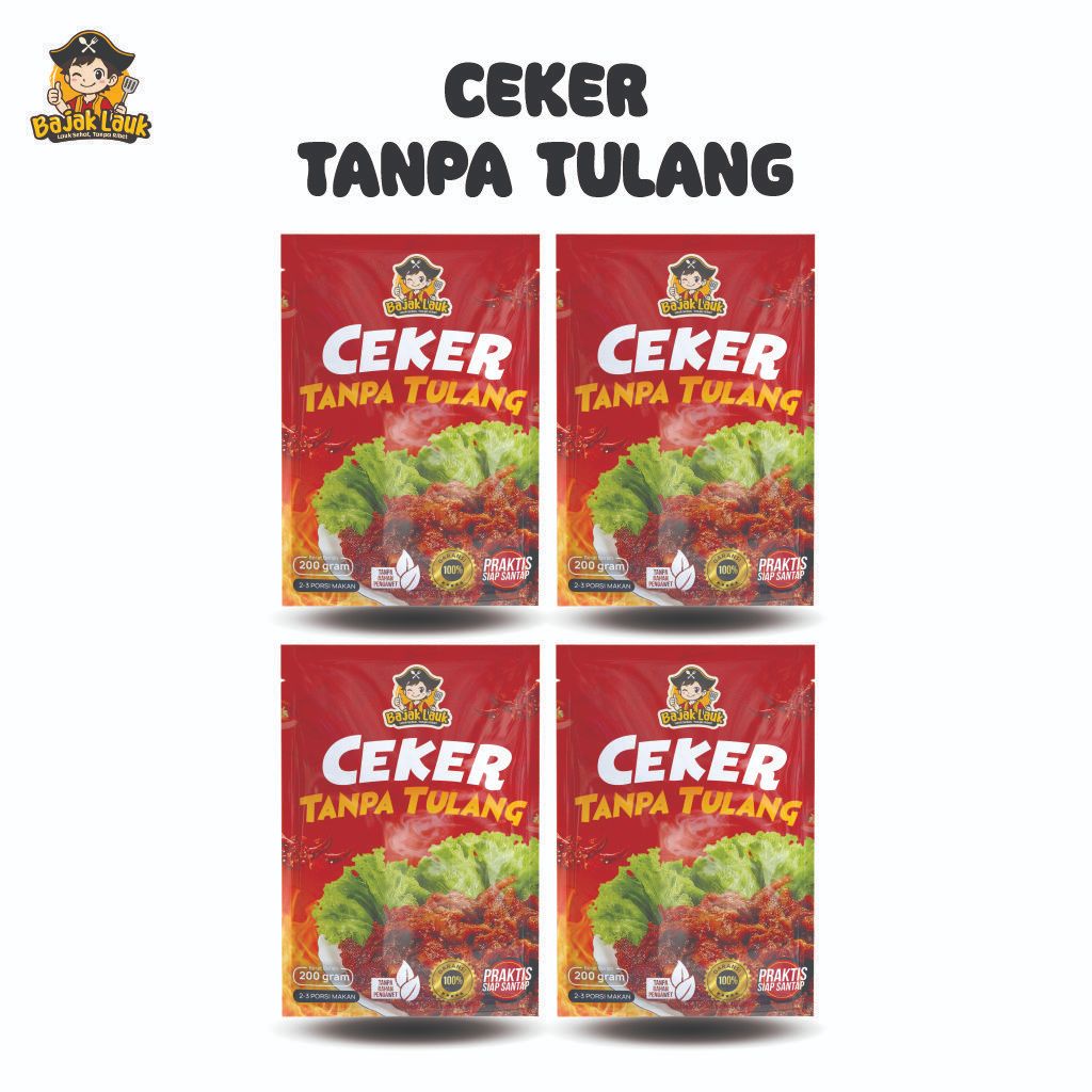 

Bajak Lauk 4pcs Ceker Tanpa Tulang 200gr / Lauk Siap Saji / Makanan Instan / Oseng Mercon