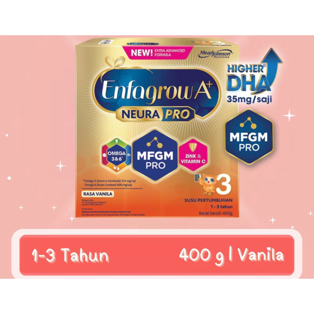 

enfagrow A+ 3 neura pro MFGM PRO susu anak balita tahap 3 1-3 tahun vanila 400gr