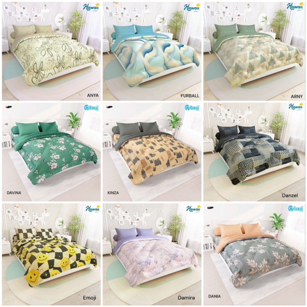 Bedcover Hawaii Set / Bedcover Hawaii 180x200 Set Motip Terbaru / Hawaii / Bedcover Set / Bed Cover 