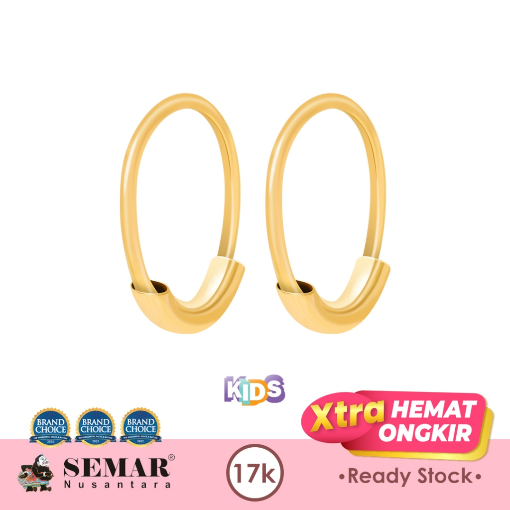 Anting Emas Baby Kawatan Polos 17K Semar Nusantara