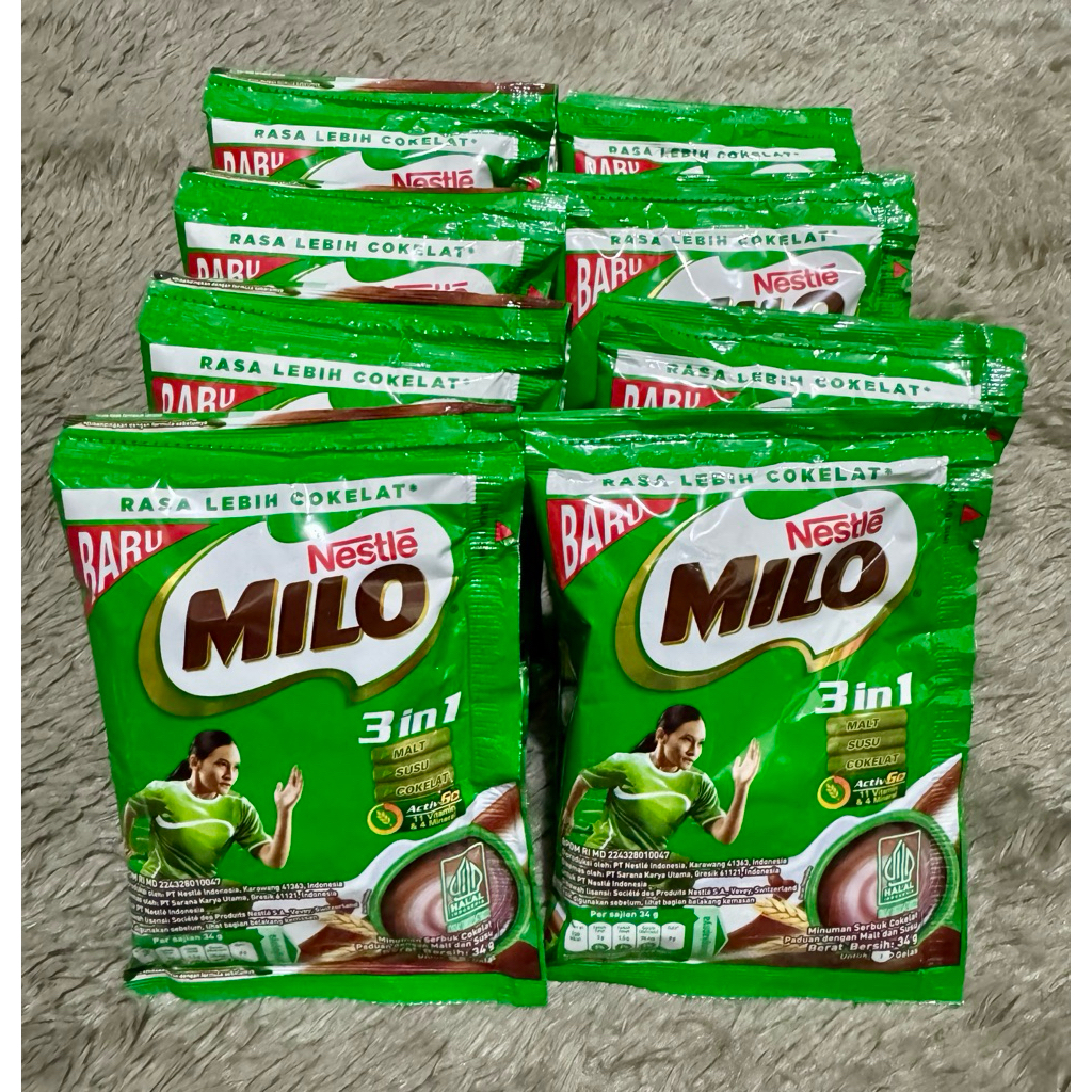 

Milo susu 3in1 sachet Per Renteng (34gr x 10pcs )
