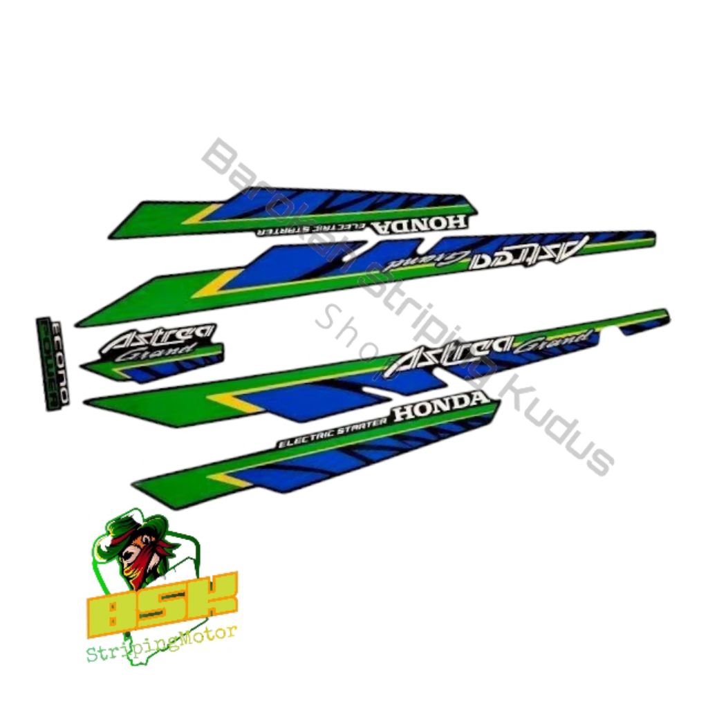 Striping Grand 1993 Standart | stiker bodi motorastrea grand bulus 93 hijau biru