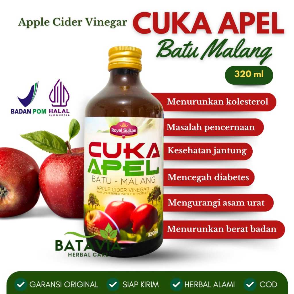

Cuka Apel Malang BPOM Apple Cider Vinegar 320gr Royal Sultan