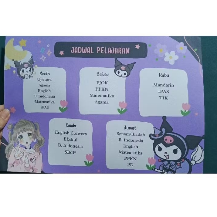 

Custom karakter jadwal pelajaran ukuran a4 laminating
