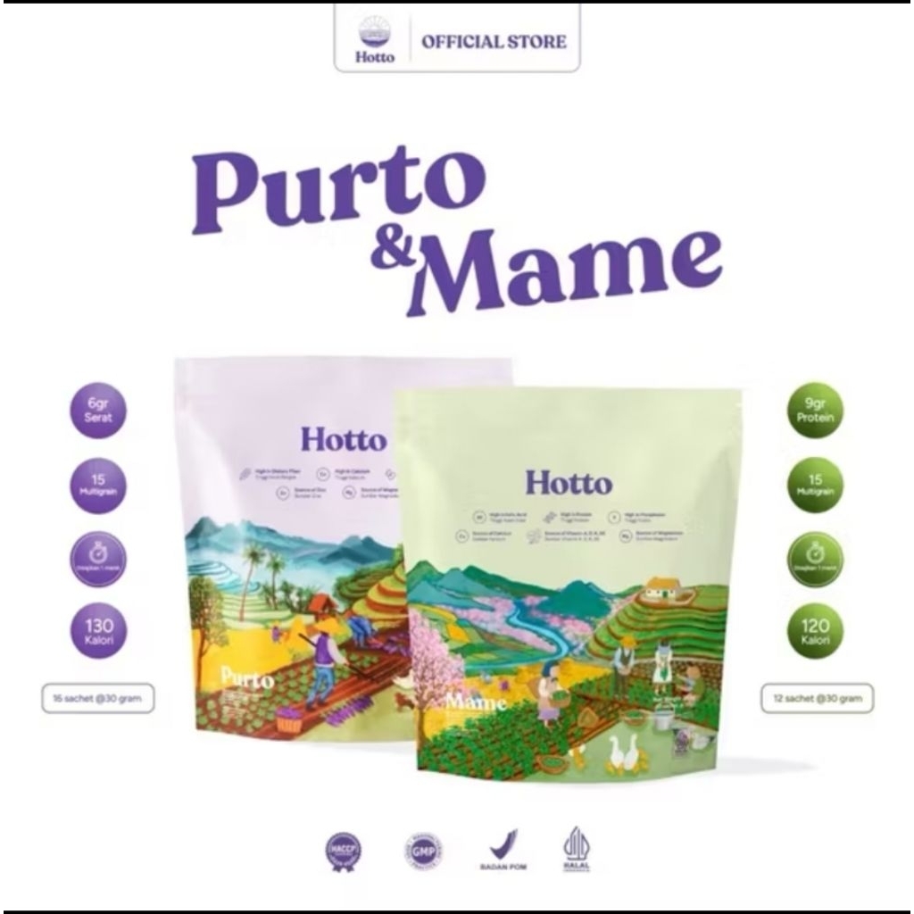 

Hotto Purto Hotto Mame Multigrain Sereal Superfood Multigrain || Rasa ubi ungu || Rasa Mame || 1 pouch