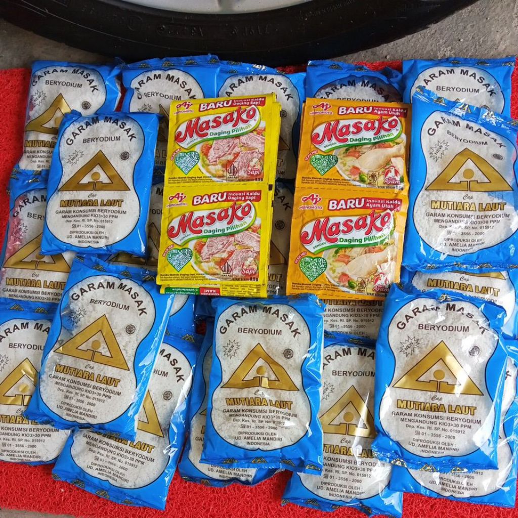 

20 sachet Garam 100 gr | 12 Masako 8,5 gr Penyedap Daging Rasa Pilihan Baru Inovasi Kaldu Sapi & Ayam