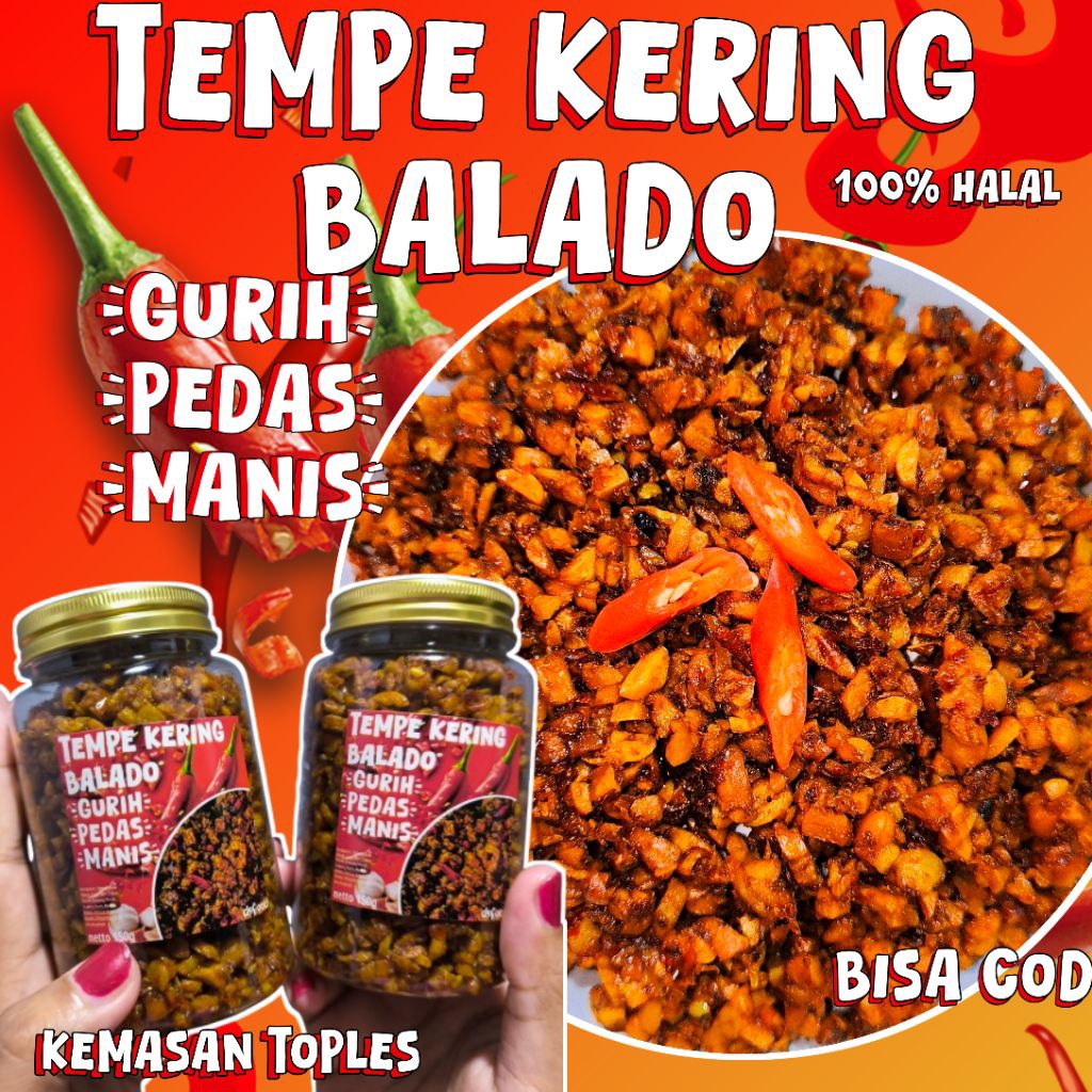 

TEMPE KERING BALADO ISI 150G KEMASAN TOPLES AESTHETIC | MAKANAN KHAS INDONESIA | MAKANAN TAHAN LAMA | LAUK ANAK KOS | OLEH OLEH KAMPUNG
