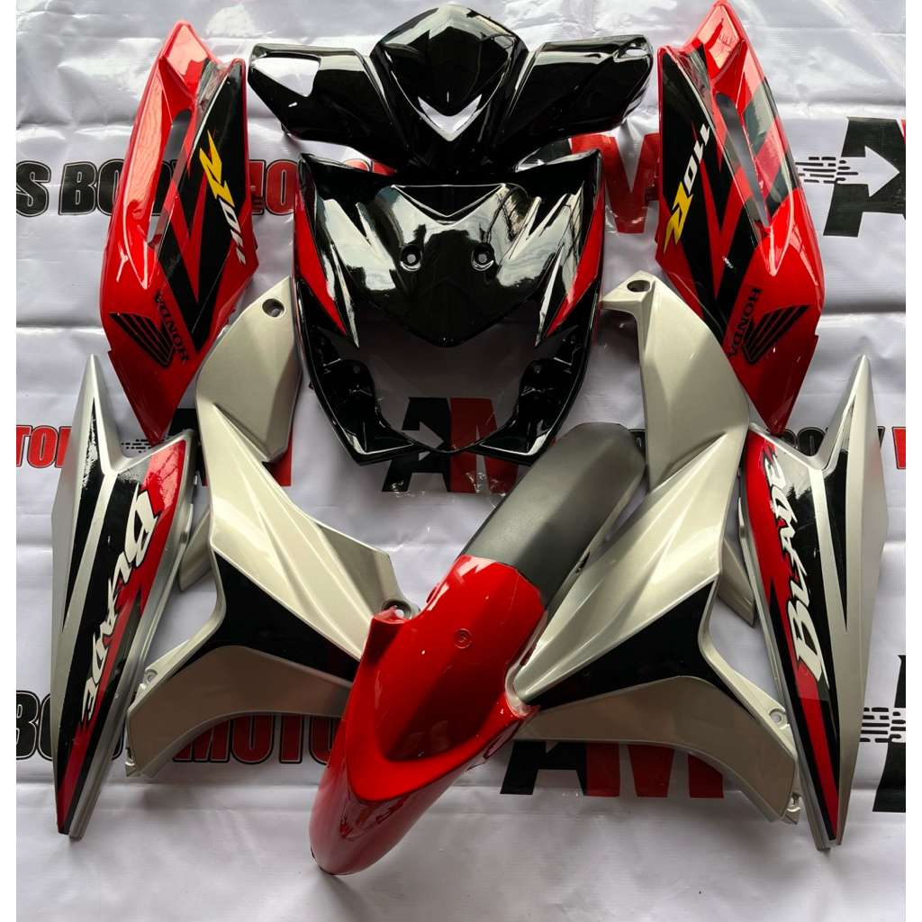 Body blade 110 fullset cover full set body halus kasar blade 110 R warna merah silver plus striping