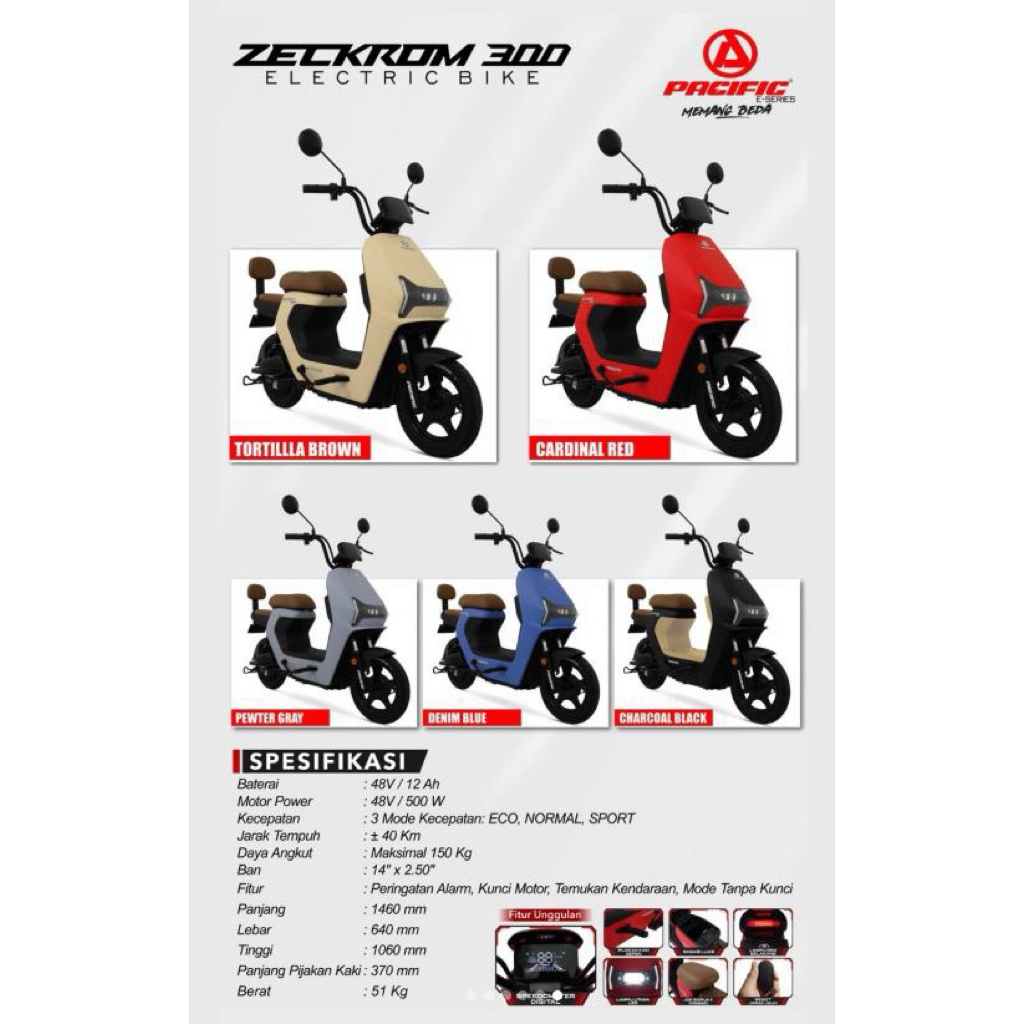 Sepeda Listrik Premium PACIFIC ZECKROM 300 Power 500watt Elektrik E-Bike By Pacific