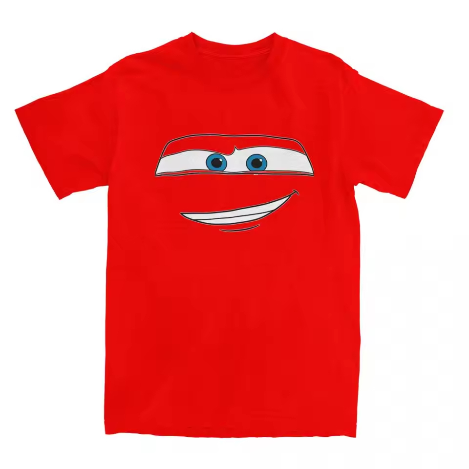 Kaos Baju Pria Wanita Disney Pixar Cars Lightning McQueen Big Face Short SleeveT-Shirt