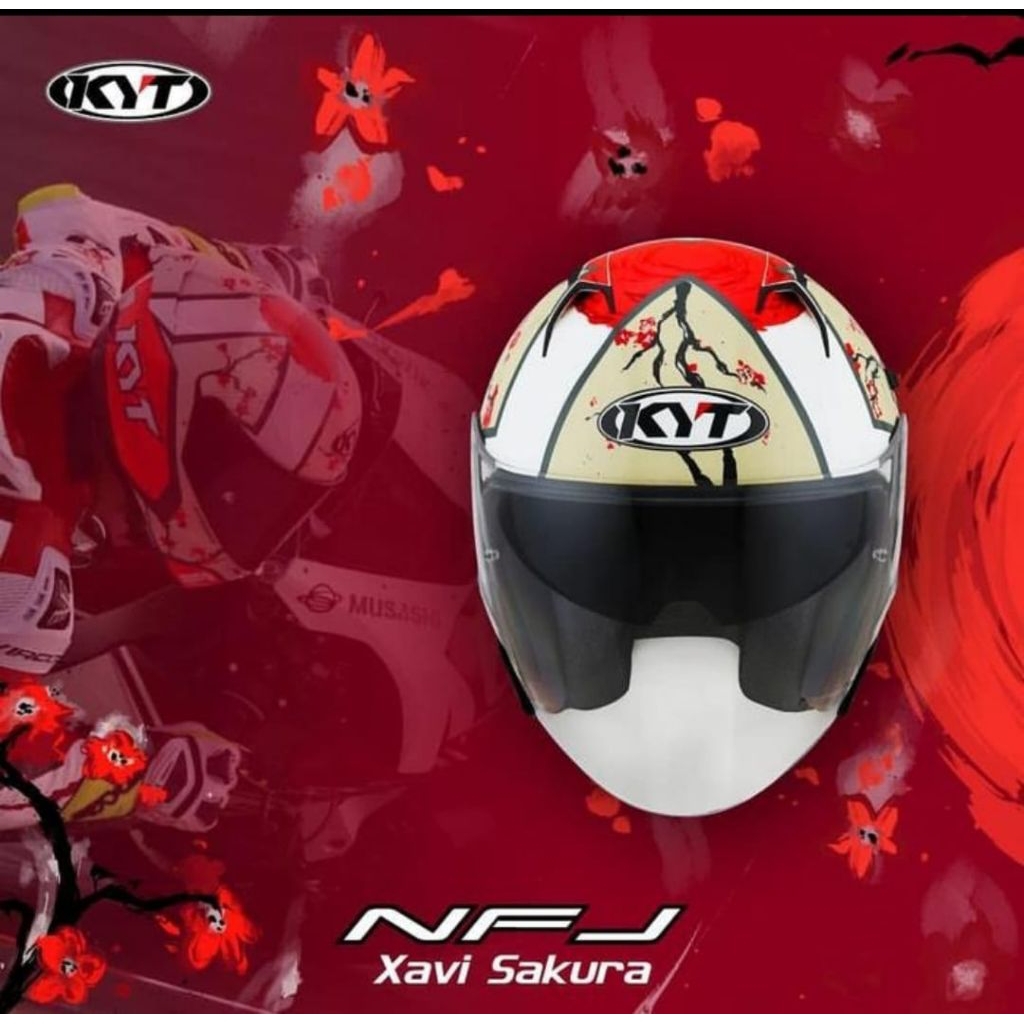 Helm KYT NFJ Motif Xavi Sakura Helm Half Face Original