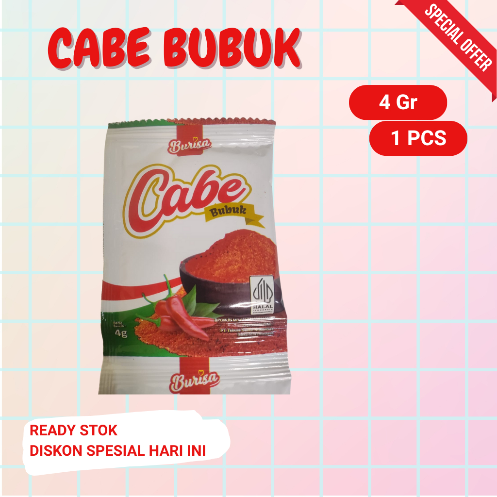 

Cabe Bubuk Bu Risa 4gr – Sambal Bubuk Pedas Praktis Kemasan 1 Pcs