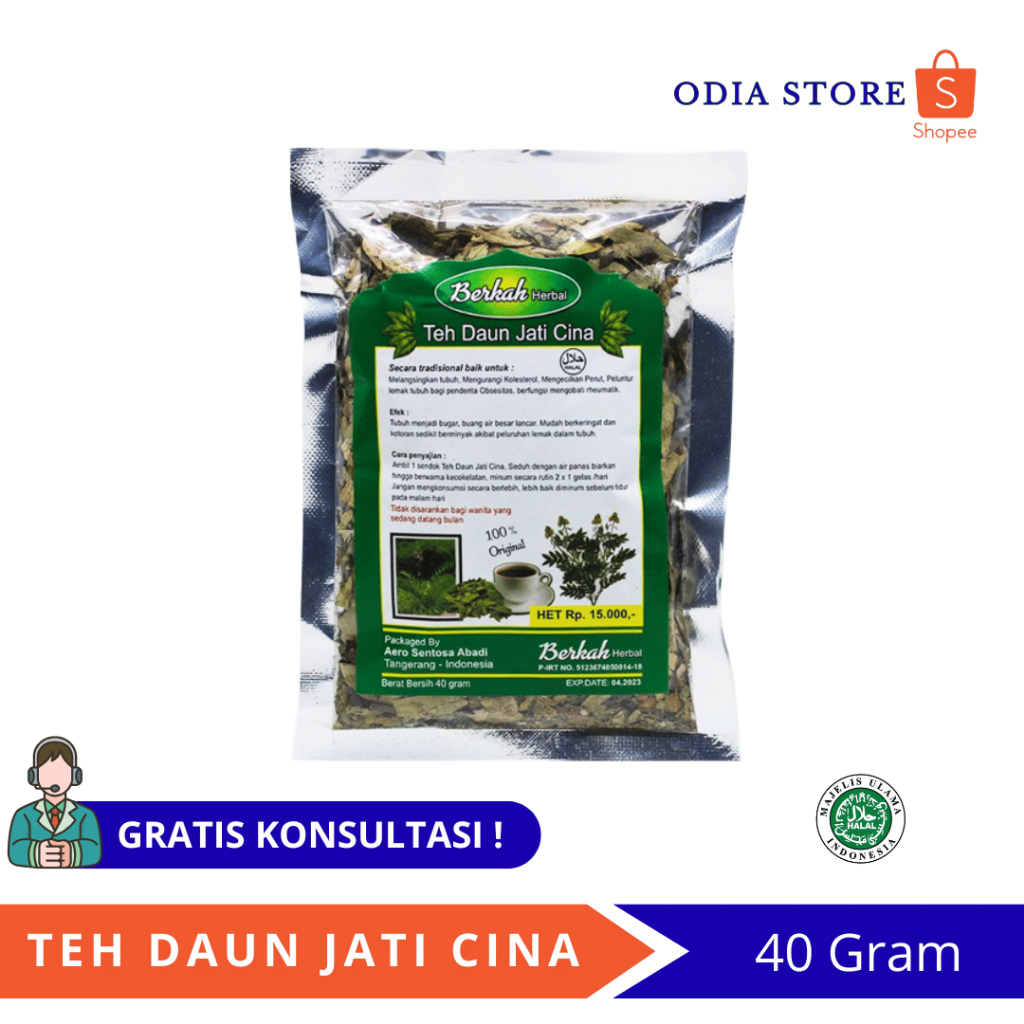 

TEH DAUN JATI CINA BERKAH HERBAL 40 GRAM Teh Pelangsing Melancarkan BAB
