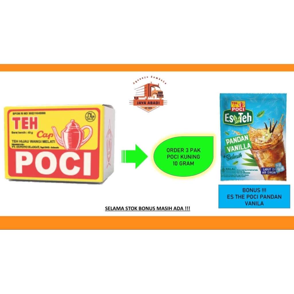 

TEH CAP POCI KUNING LUSINAN 10 GR BOS PER 10 PCS (10 KOTAK 10 GR)