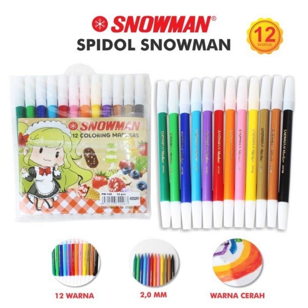

Spidol Kecil Snowman PW-12A 12 Warna