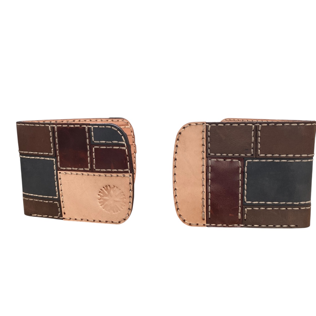 Dryroots Inc Dompet Pria Kulit Handmade Vegtan Patchwork Leather Bifold Wallet Natural Nabati