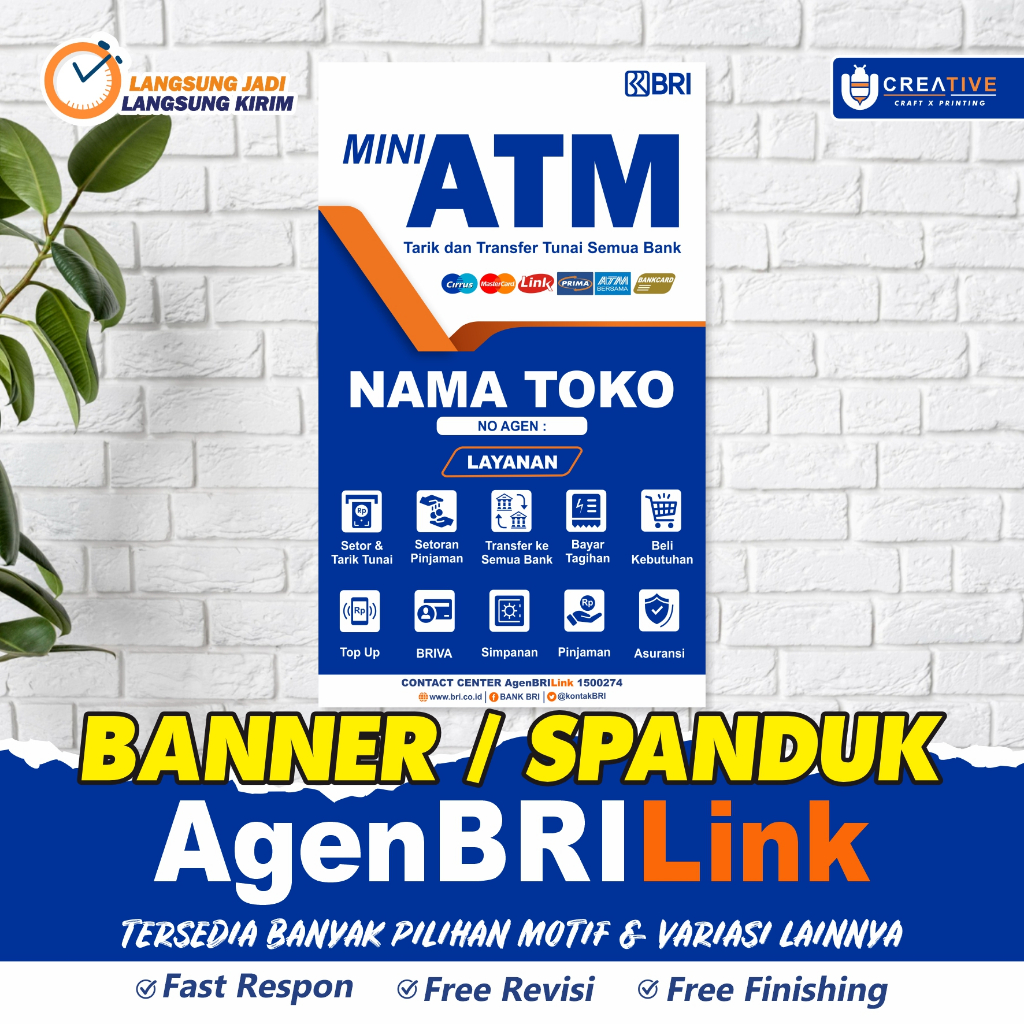 Banner / Spanduk Pinggir Jalan Mini ATM Agen BRILink (Custom Ukuran)