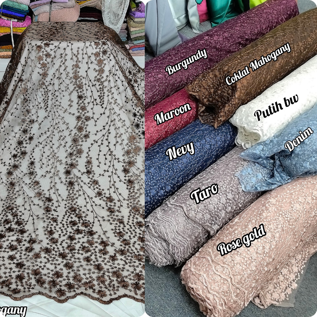 KAIN BRUKAT TILE BORDIR TILE MURAH TILE PAYET BRUKAT TILE BAHAN KEBAYA MODERN