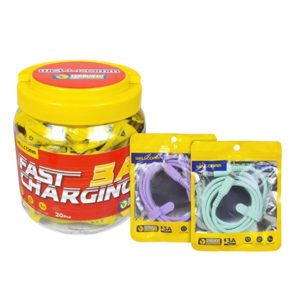 KABEL DATA silicon+toples isi 20 IPHONE 1m