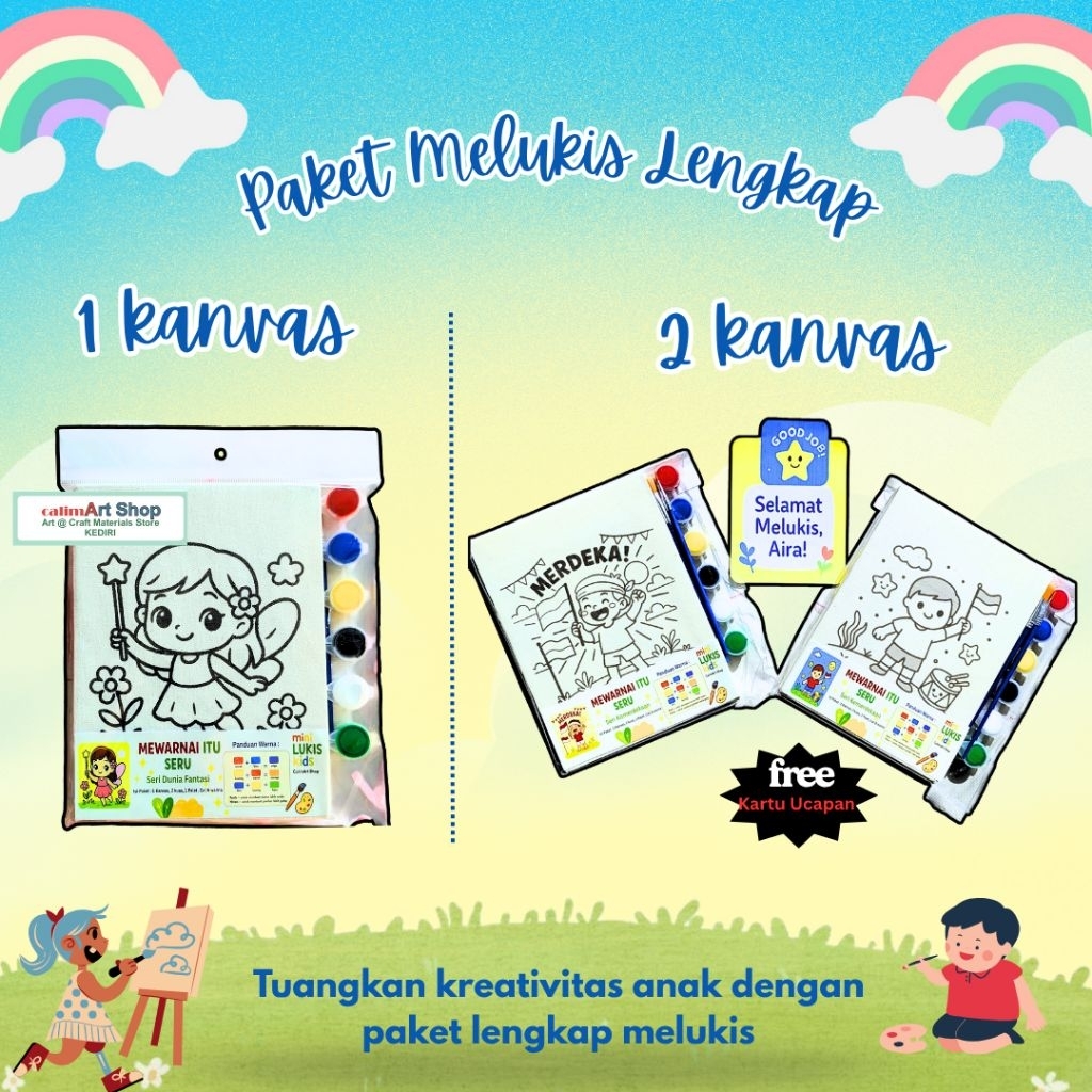 

Paket Melukis Anak l Painting Kit l **1 KANVAS & 2 KANVAS**