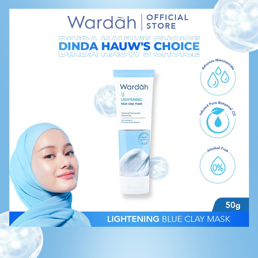 Wardah Lightening Blue Clay Mask 50 g - Masker Wajah / Wardah Clay Masker