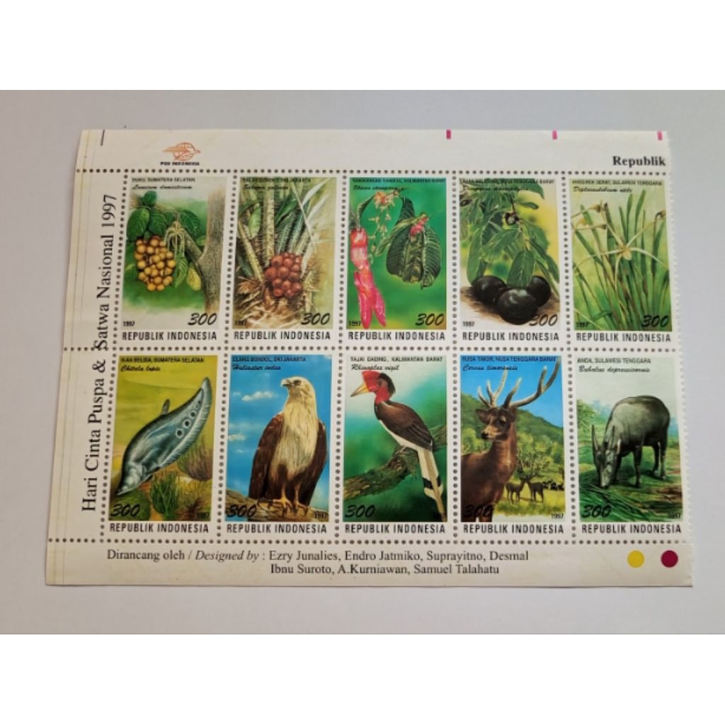 

10 pcs Perangko Seri Hari Cinta Puspa & Satwa Nasional 1997