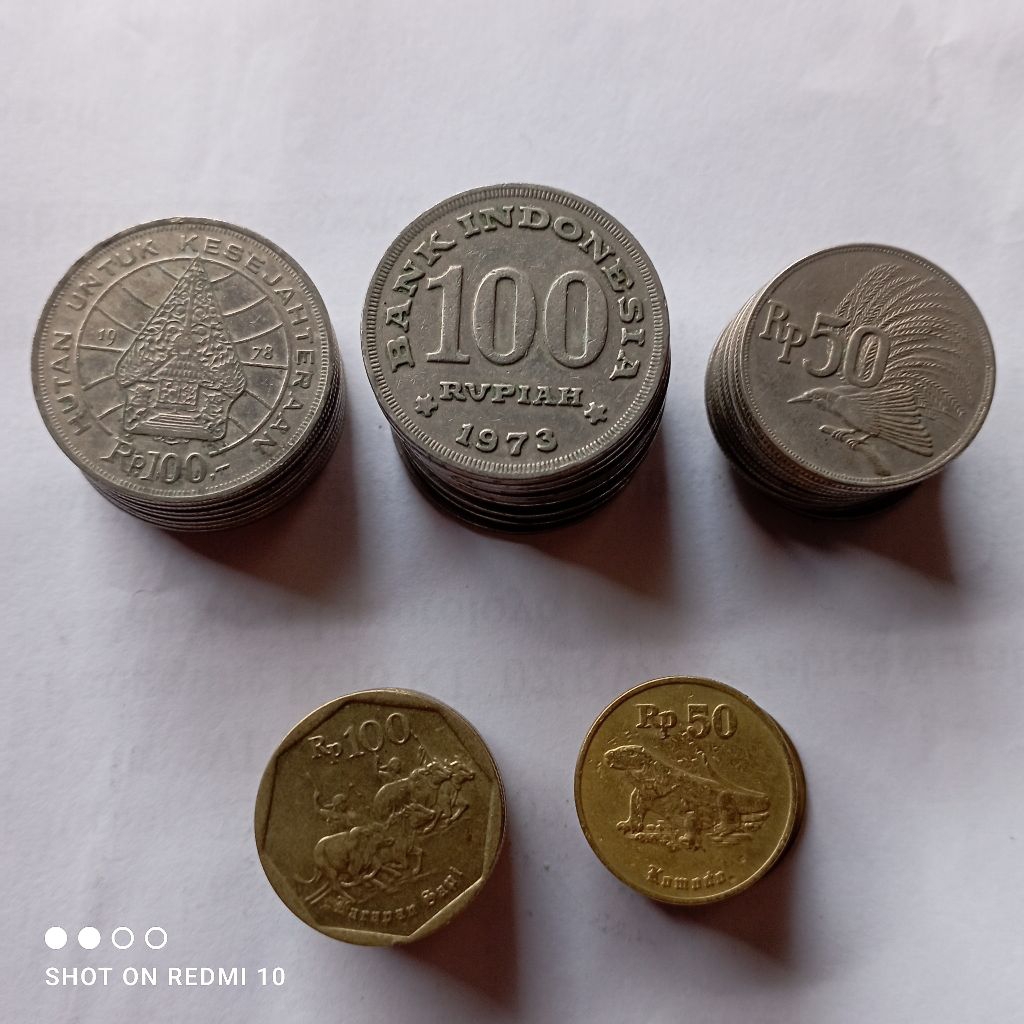 50 keping uang koin kuno indonesia bekas asli