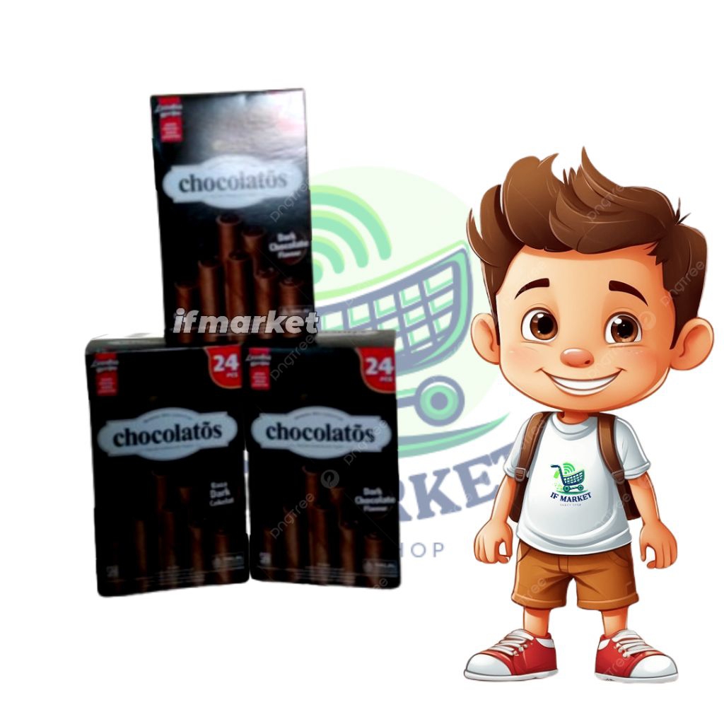 

Chocolatos Wafer Roll Dark Chocolate - Snack Premium Isi 24 pcs (200gr)