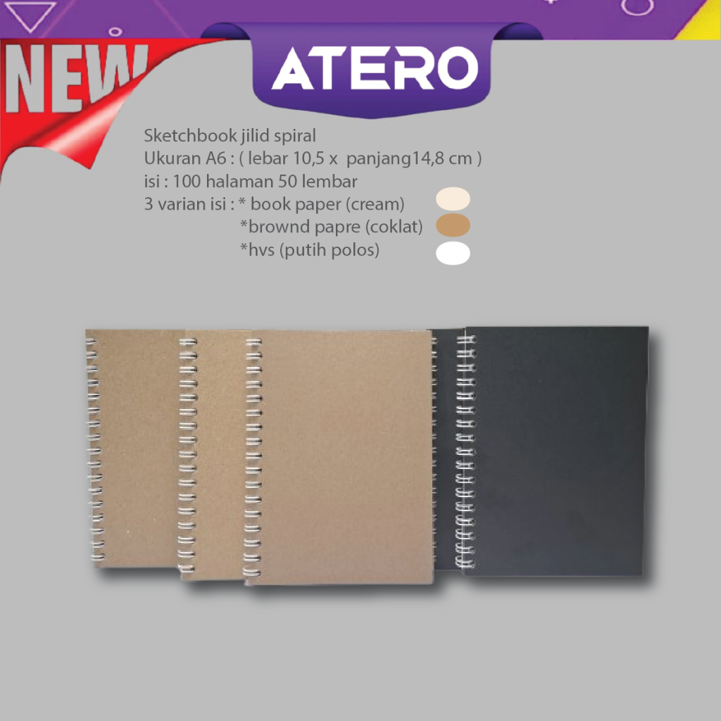

Atero Sketchbook A6 Isi 100 Halaman 50 Lembar varian isi 3 Warna Tracing Paper Buku Sketsa