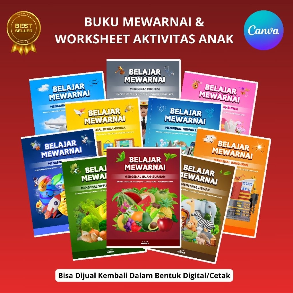 

Paket Bundle 1.000 Buku Mewarnai & Worksheet Aktivitas Anak (Template Canva & PDF)