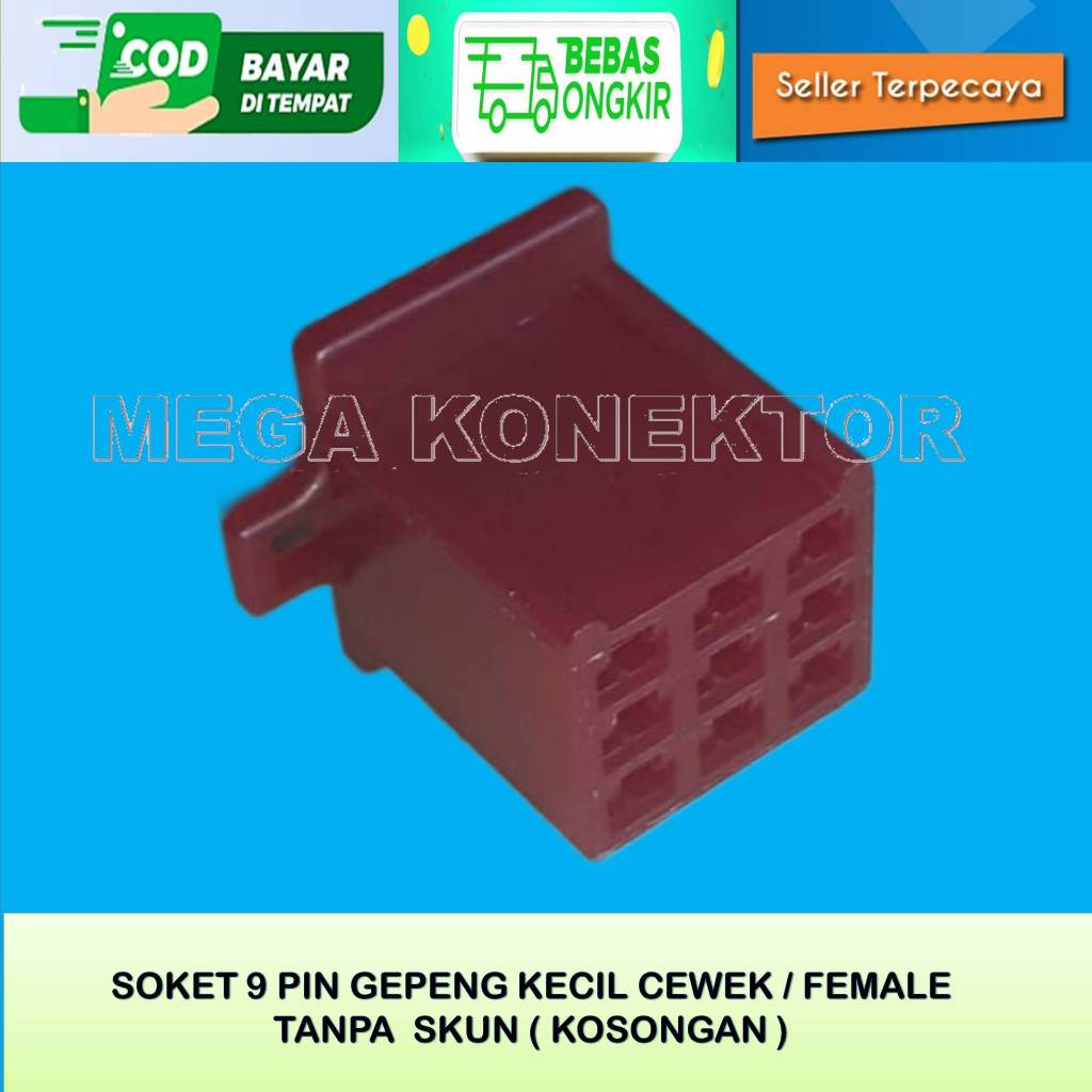 SOKET KABEL MOTOR 9 PIN KECIL FEMALE MERAH KOSONGAN-SOKET–SOKET KABEL–9 PIN- SOKET–SOKET 9 PIN NYLON