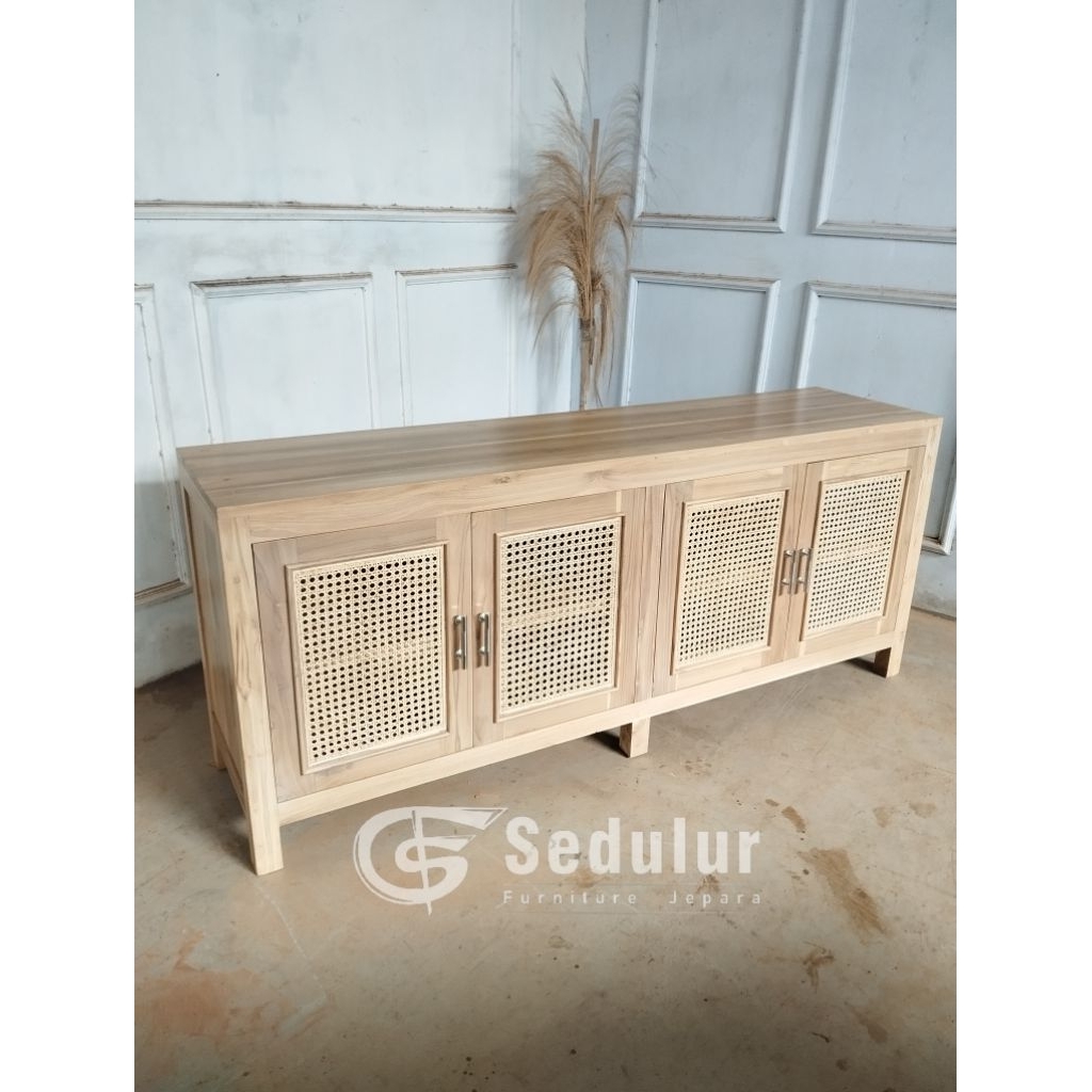 bufet kabinet kayu jati solid
